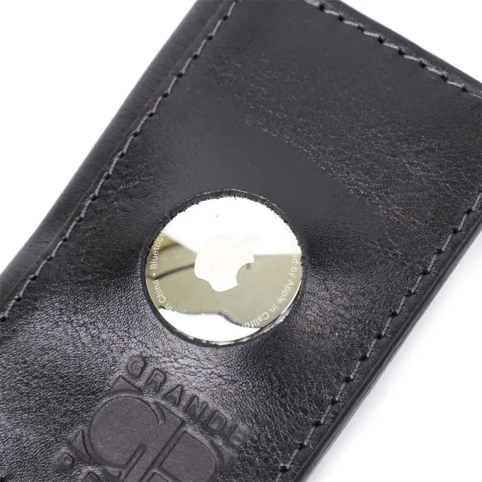 Картхолдер унісекс з тримачем для Apple AirTag з натуральної шкіри GRANDE PELLE 11607 Чорний
