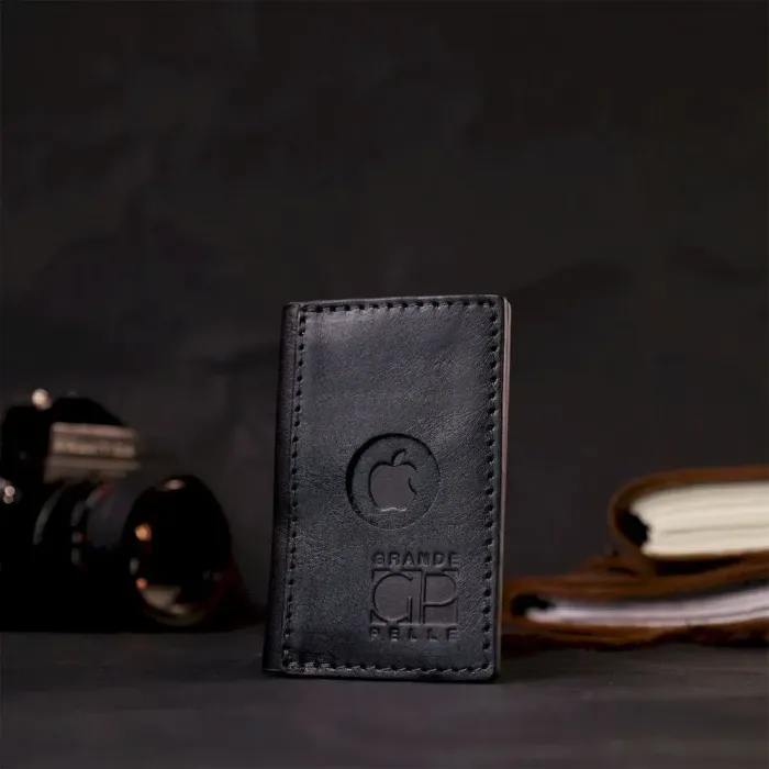 Картхолдер унісекс з тримачем для Apple AirTag з натуральної шкіри GRANDE PELLE 11607 Чорний