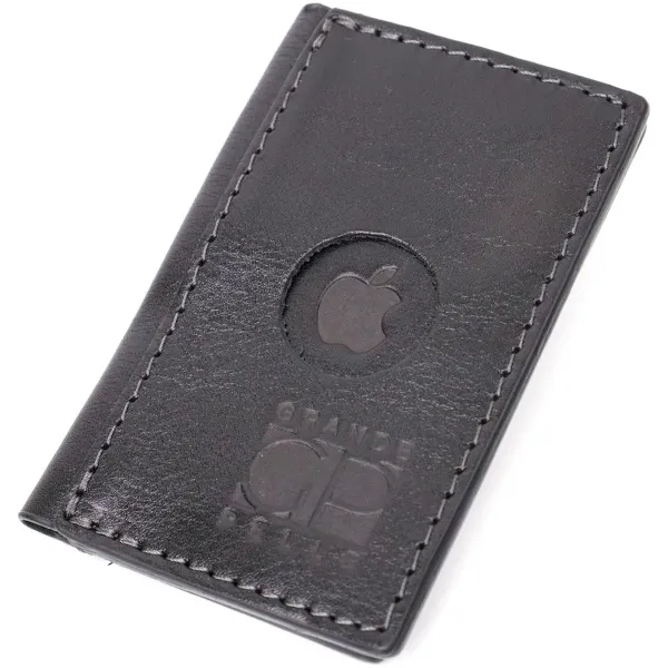 Картхолдер унісекс з тримачем для Apple AirTag з натуральної шкіри GRANDE PELLE 11607 Чорний