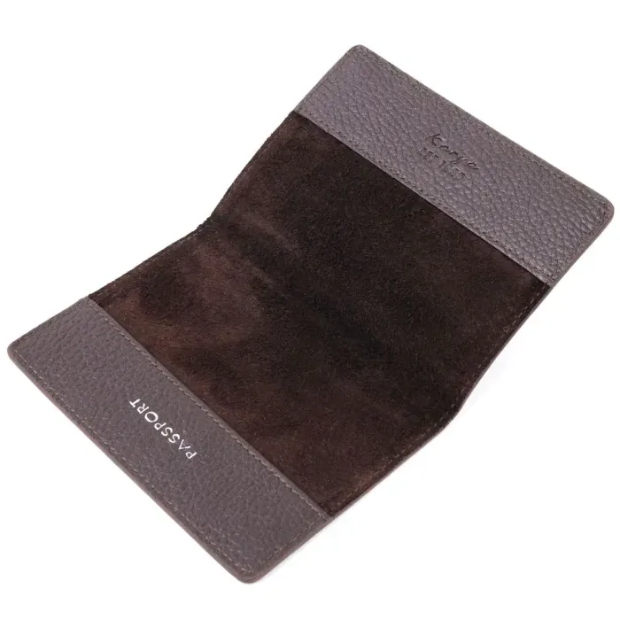 Классическая обложка на паспорт из зернистой кожи KARYA 20916 Коричневый