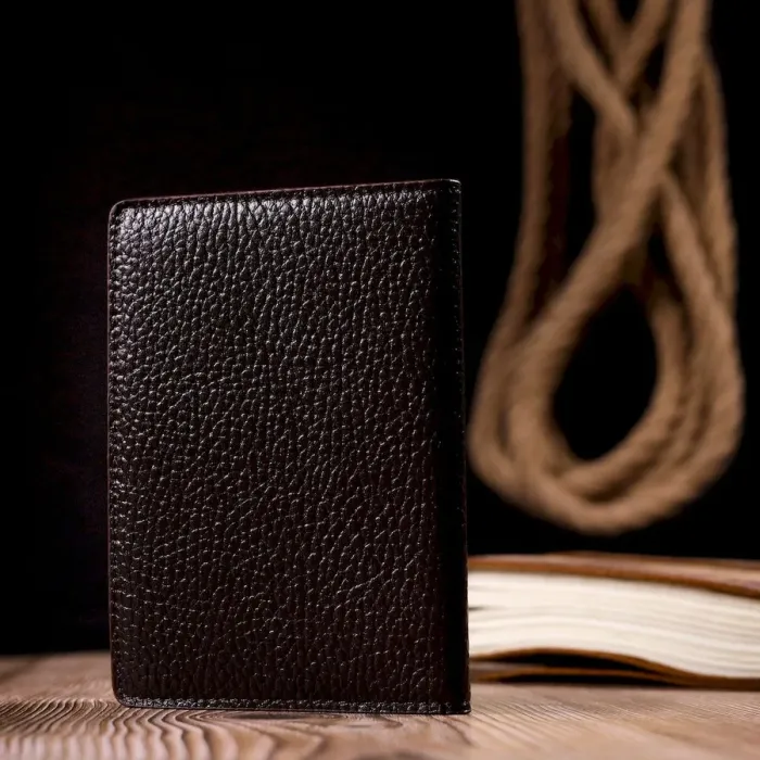 Классическая обложка на паспорт из зернистой кожи KARYA 20916 Коричневый