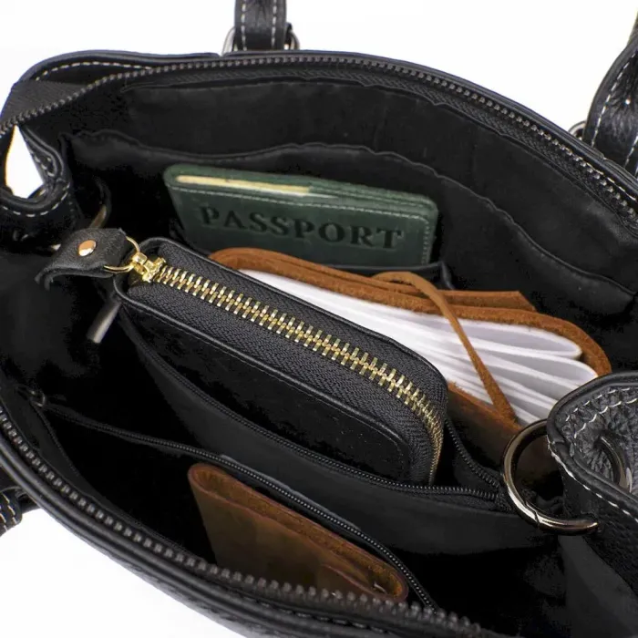 Класична жіноча сумка у шкірі флотар Vintage 14861 Чорна