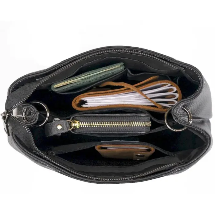 Класична жіноча сумка у шкірі флотар Vintage 14861 Чорна