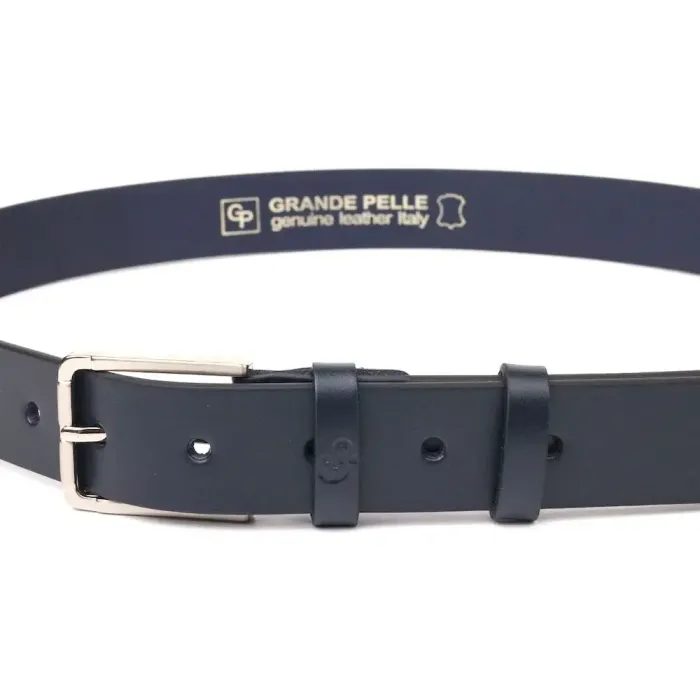 Класичний брючний чоловічий ремінь із натуральної шкіри Grande Pelle 21451 Синій