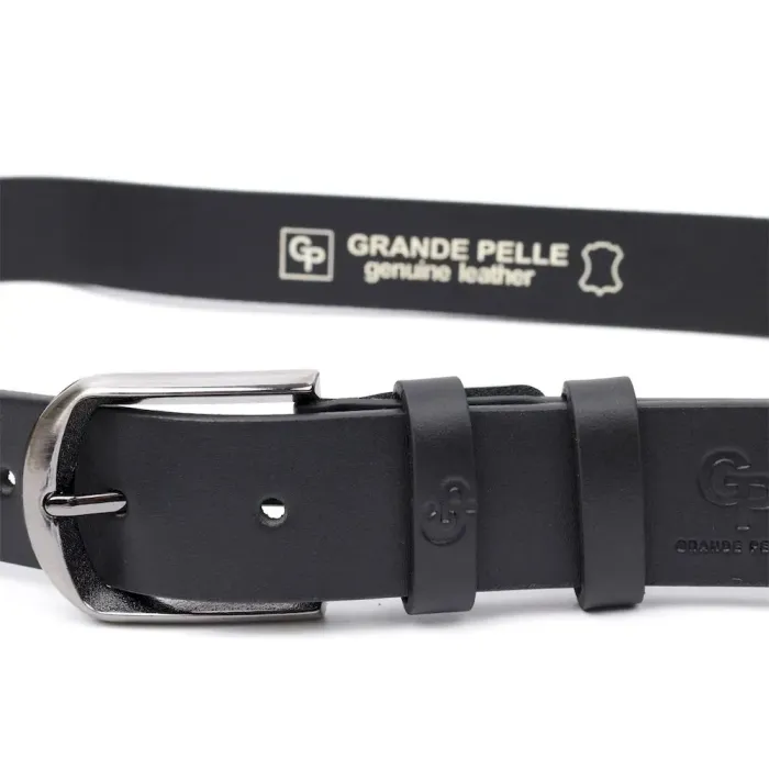 Класичний брючний пояс для чоловіків із натуральної шкіри GRANDE PELLE 11680 Чорний