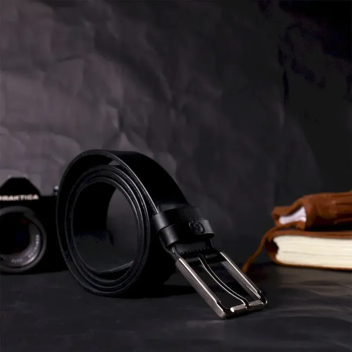 Класичний ремінь брючний для чоловіків з натуральної шкіри GRANDE PELLE 11676 Чорний