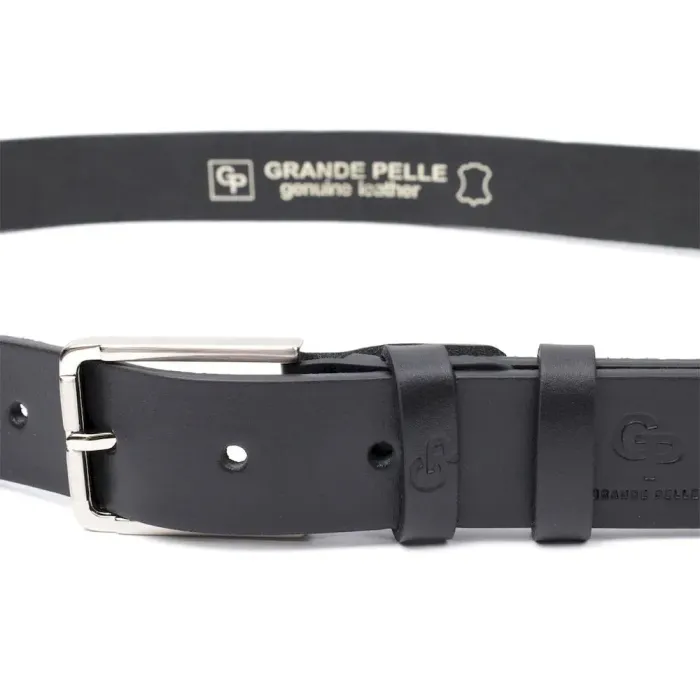 Класичний ремінь брючний для чоловіків з натуральної шкіри GRANDE PELLE 11676 Чорний