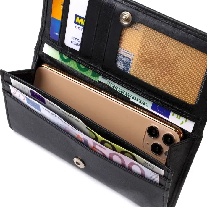 Класичний гаманець для жінок з натуральної шкіри CANPELLINI 21820 Чорний