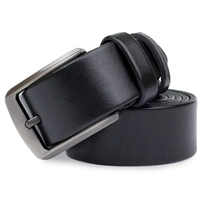 Класичний шкіряний ремінь для чоловіків Vintage 20706 Чорний