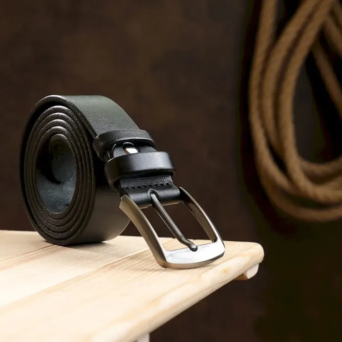 Класичний шкіряний ремінь для чоловіків Vintage 20706 Чорний