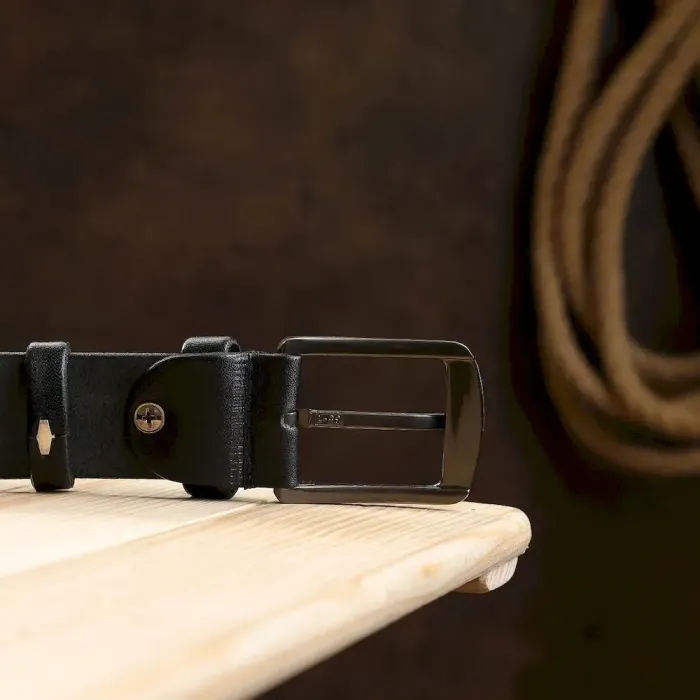 Класичний шкіряний ремінь для чоловіків Vintage 20706 Чорний