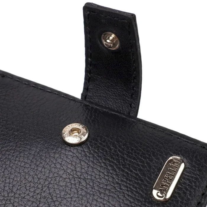 Класичний чоловічий гаманець із натуральної шкіри флотар CANPELLINI 21791 Чорний