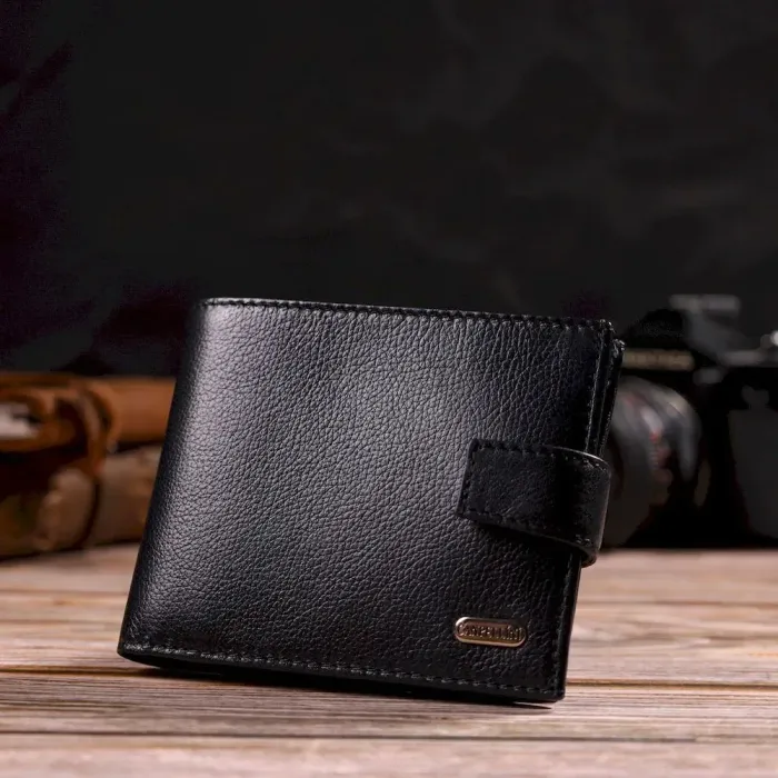 Класичний чоловічий гаманець із натуральної шкіри флотар CANPELLINI 21791 Чорний