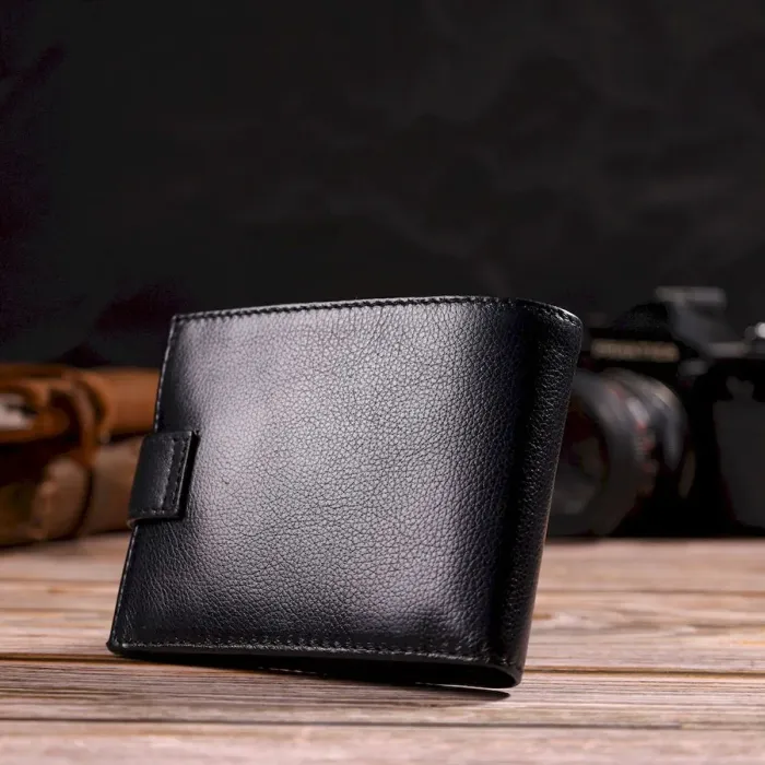 Класичний чоловічий гаманець із натуральної шкіри флотар CANPELLINI 21791 Чорний