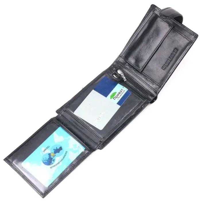 Классический мужской бумажник среднего размера из натуральной кожи ST Leather 19412 Черный