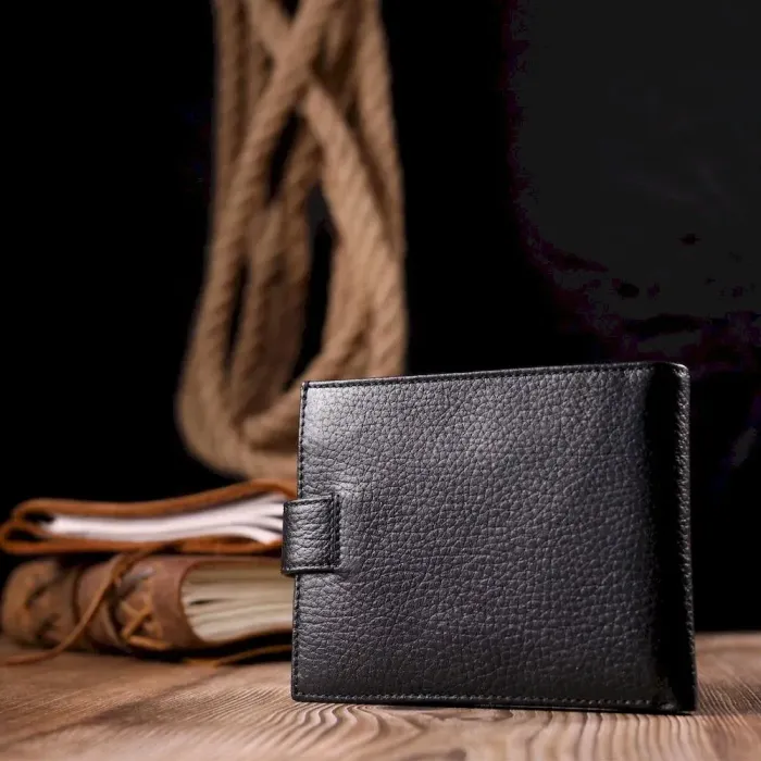 Класичний чоловічий гаманець із натуральної шкіри KARYA 21066 Чорний