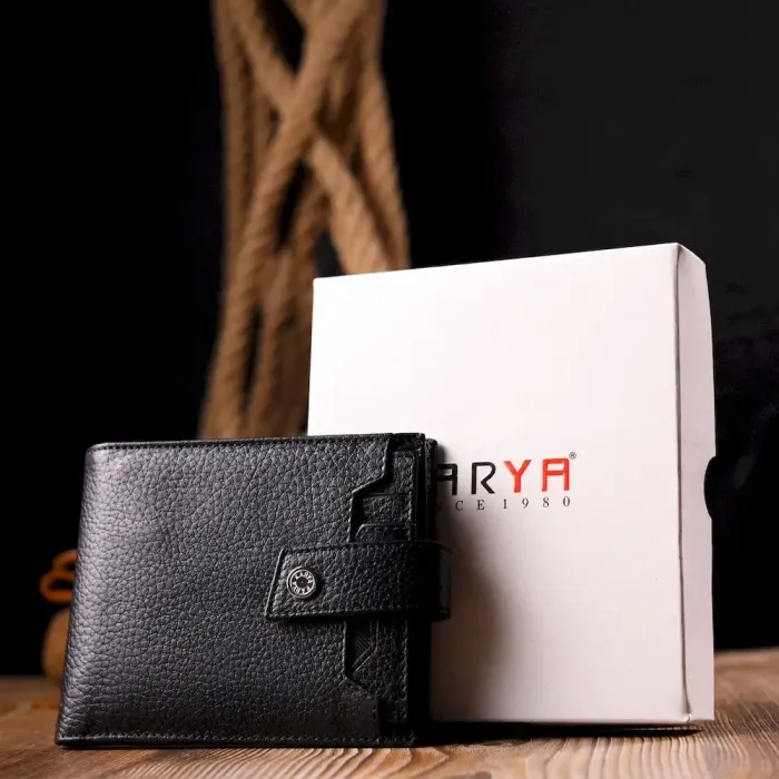 Класичний чоловічий гаманець із натуральної шкіри KARYA 21066 Чорний