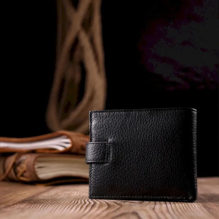 Класичний чоловічий гаманець з натуральної шкіри KARYA 21205 Чорний