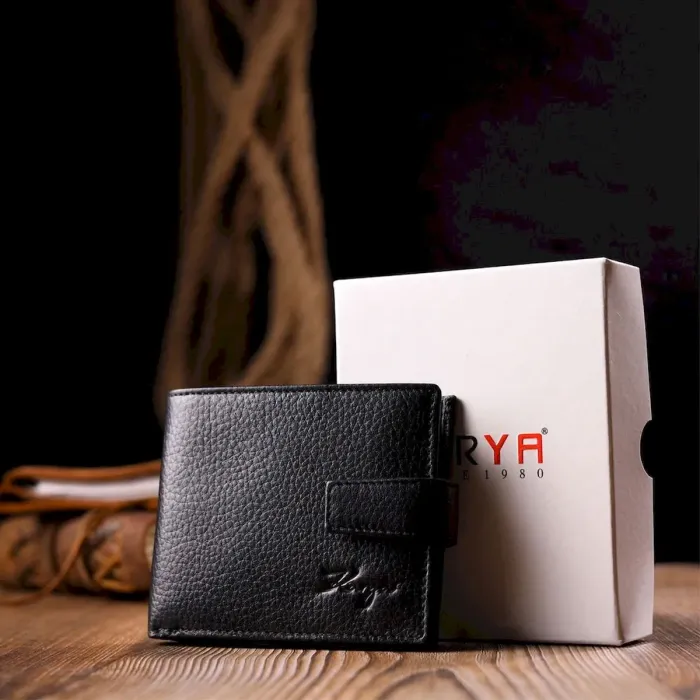 Класичний чоловічий гаманець з натуральної шкіри KARYA 21205 Чорний