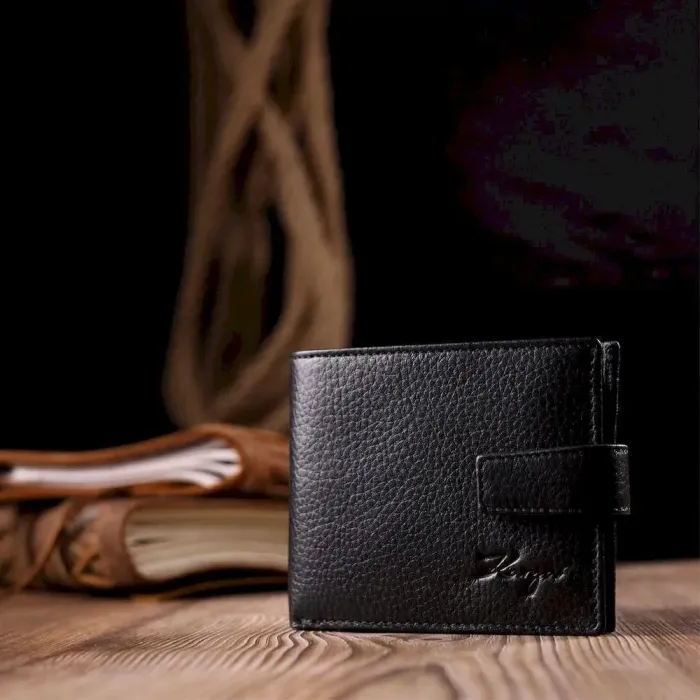 Класичний чоловічий гаманець з натуральної шкіри KARYA 21205 Чорний