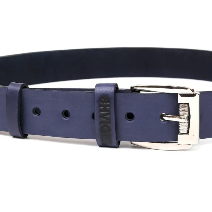 Классический мужской ремень SHVIGEL 11254 кожаный Синий