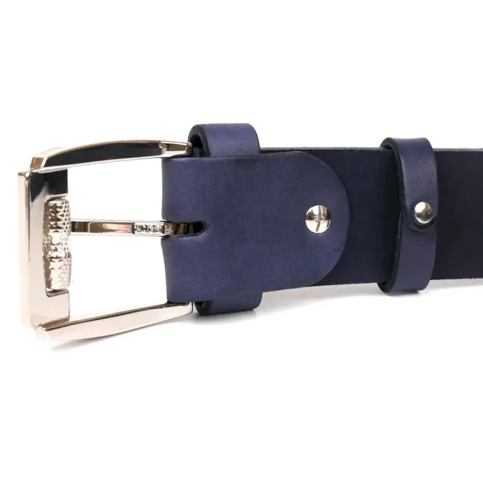 Классический мужской ремень SHVIGEL 11254 кожаный Синий