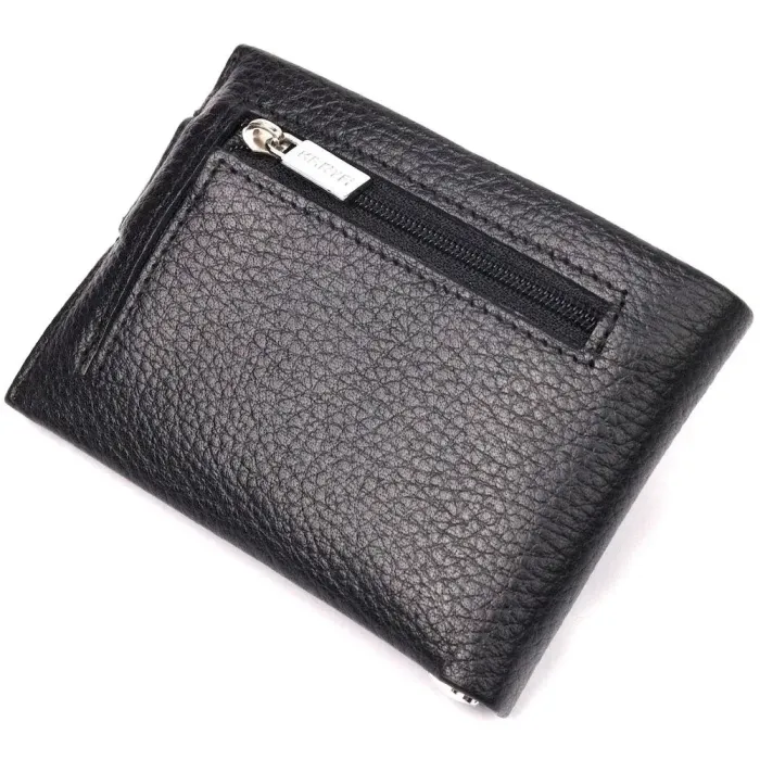 Класичний чоловічий затиск із натуральної шкіри KARYA 21042 Чорний