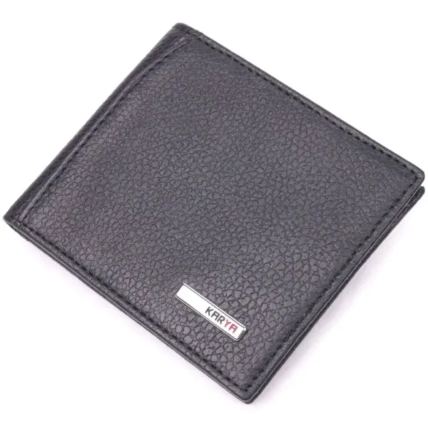 Класичний чоловічий затиск із монетницею з натуральної шкіри KARYA 21403 Чорний