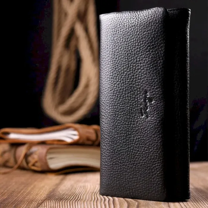 Классический вместительный женский кошелек из натуральной кожи KARYA 21179 Черный