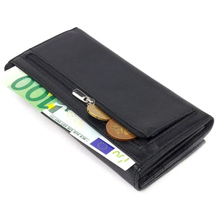 Класичний жіночий гаманець з натуральної шкіри CANPELLINI 21657 Чорний