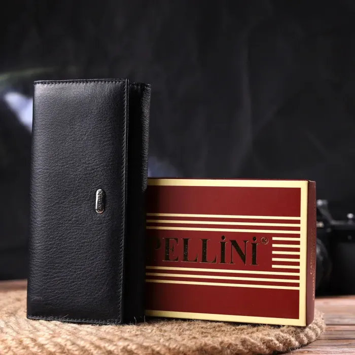 Класичний жіночий гаманець з натуральної шкіри CANPELLINI 21657 Чорний