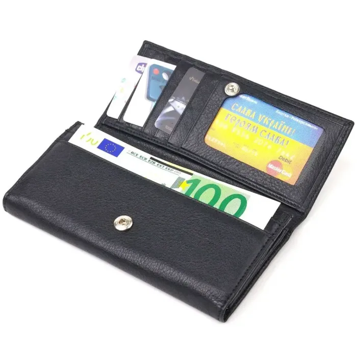 Класичний жіночий гаманець з натуральної шкіри CANPELLINI 21657 Чорний