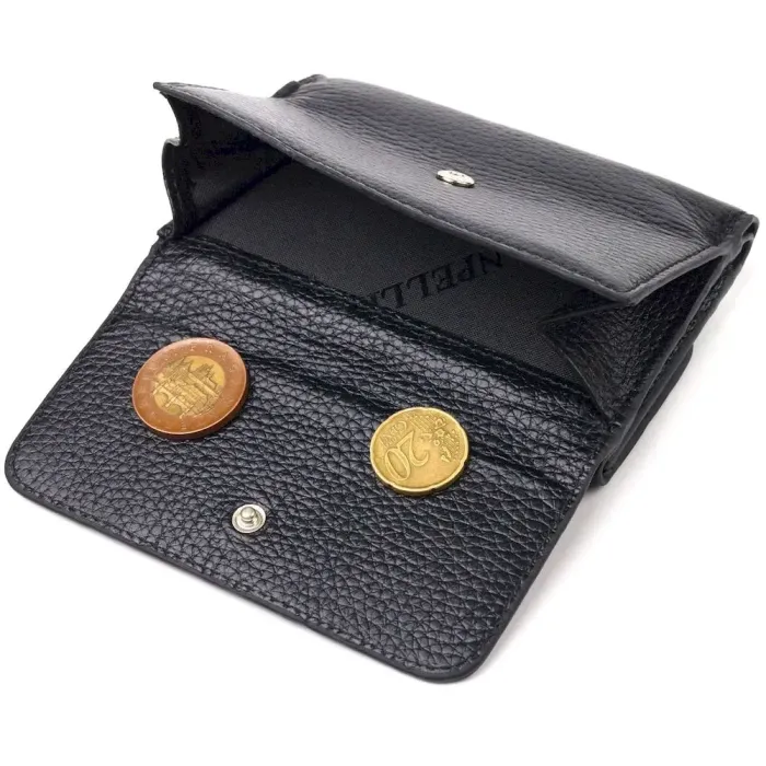 Класичний жіночий гаманець із натуральної шкіри флотар CANPELLINI 21591 Чорний