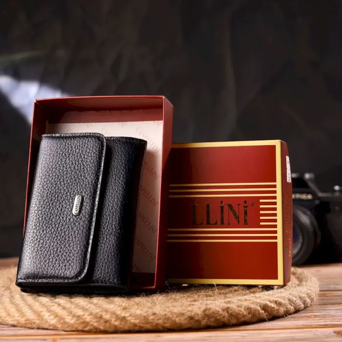 Класичний жіночий гаманець із натуральної шкіри флотар CANPELLINI 21591 Чорний