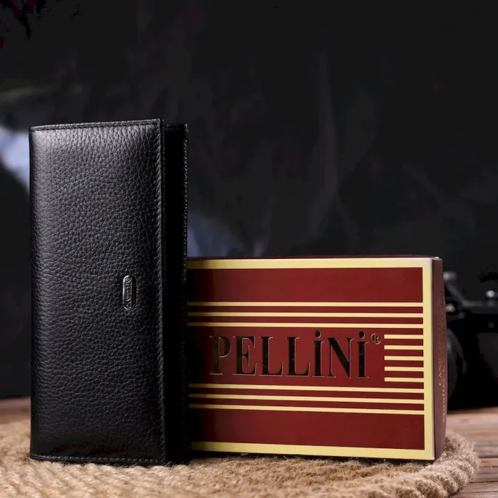 Класичний жіночий гаманець із натуральної зернистої шкіри CANPELLINI 21658 Чорний