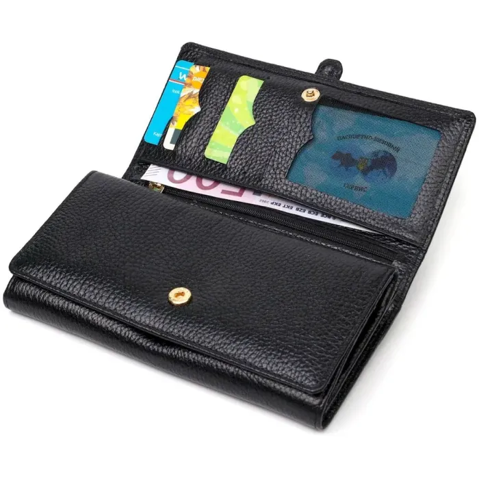 Класичний жіночий гаманець з великою кількістю відділень із натуральної шкіри Tony Bellucci 21961 Чорний