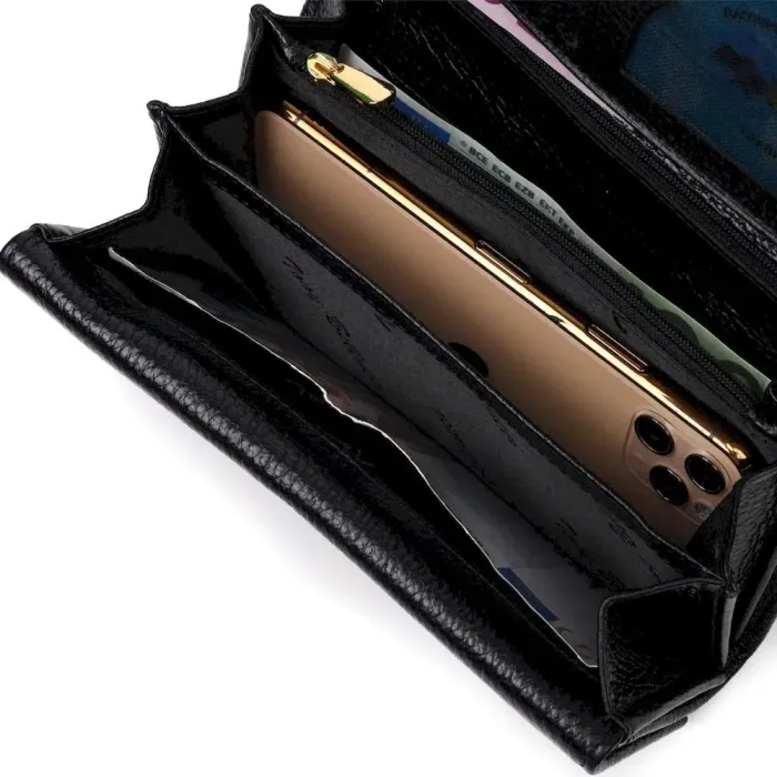 Класичний жіночий гаманець з великою кількістю відділень із натуральної шкіри Tony Bellucci 21961 Чорний