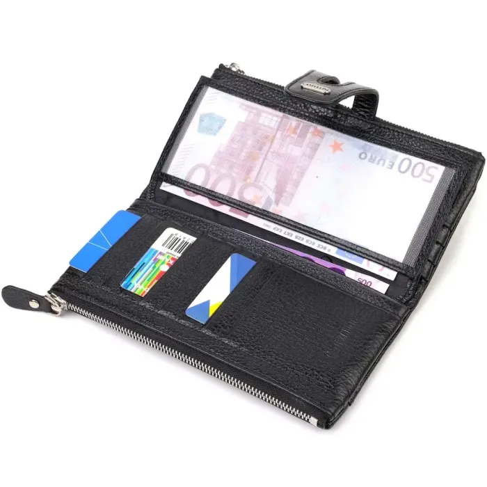 Класичний жіночий гаманець із зручним функціоналом із натуральної шкіри CANPELLINI 21717 Чорний