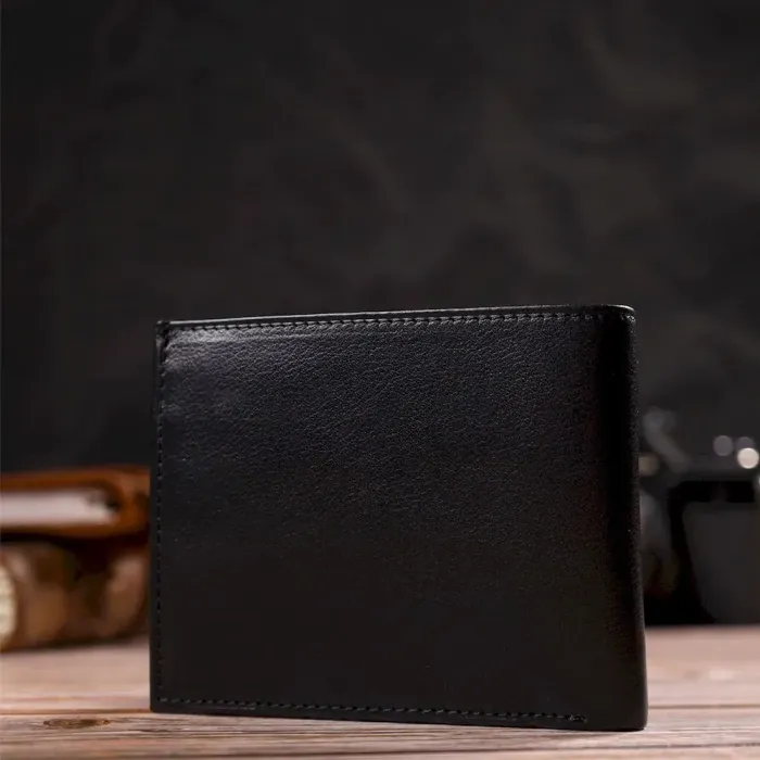 Классическое горизонтальное мужское портмоне из натуральной кожи флотар CANPELLINI 21778 Черное