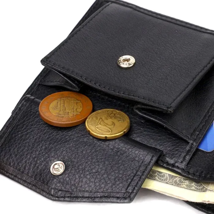 Классическое горизонтальное мужское портмоне из натуральной кожи флотар CANPELLINI 21778 Черное