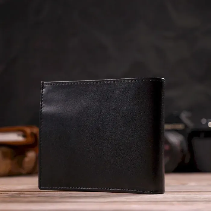 Класичне чоловіче портмоне з натуральної гладкої шкіри CANPELLINI 21786 Чорне
