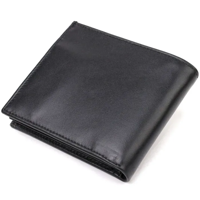 Класичне чоловіче портмоне з натуральної гладкої шкіри CANPELLINI 21786 Чорне