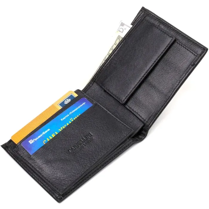 Классическое мужское портмоне из натуральной кожи флотар CANPELLINI 21783 Черное
