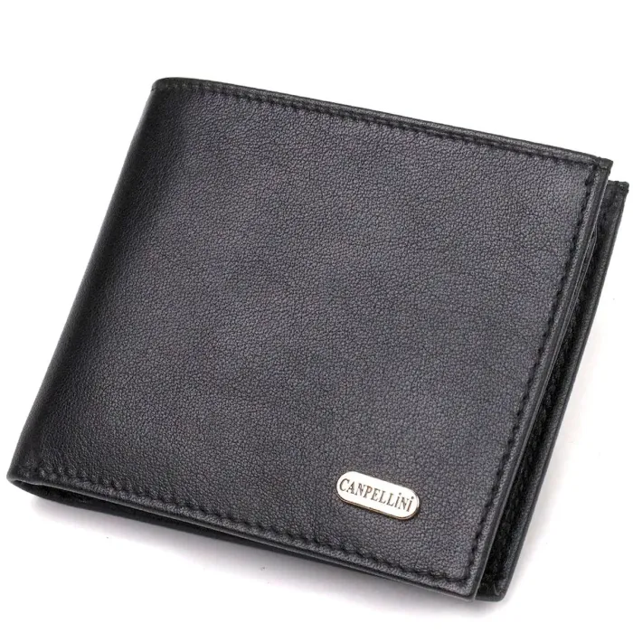 Классическое мужское портмоне из натуральной кожи флотар CANPELLINI 21783 Черное