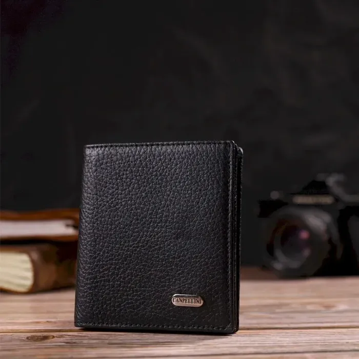 Классическое портмоне для мужчин из натуральной зернистой кожи CANPELLINI 21742 Черное