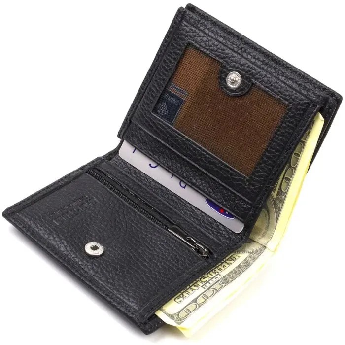 Классическое портмоне для мужчин из натуральной зернистой кожи CANPELLINI 21742 Черное