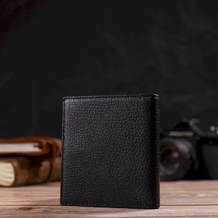 Классическое портмоне для мужчин из натуральной зернистой кожи CANPELLINI 21742 Черное
