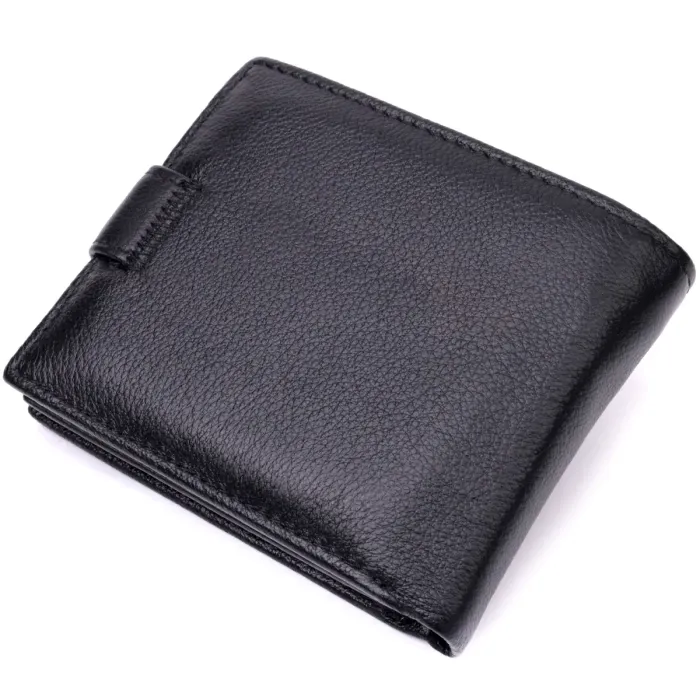 Класичний портмоне для чоловіків з блоком для карток з натуральної шкіри ST Leather 19473 Чорне