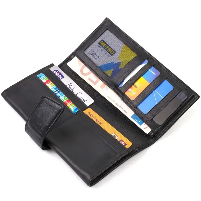 Класичний вертикальний чоловічий портмоне з натуральної шкіри з тисненням CANPELLINI 21836 Чорний