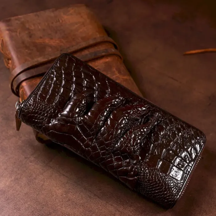 Клатч чоловічий CROCODILE LEATHER 18273 з натуральної шкіри крокодила Коричневий